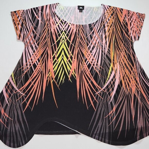 Rock & Republic Tropical Print Asymmetrical Top - Picture 1 of 5